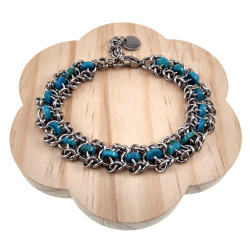 RVS Armband met Turquoise Zoetwaterschelpkralen Verstelbaar 16-19cm