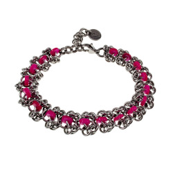 RVS Armband met Fuchsiakleur Zoetwaterschelpkralen Verstelbaar 16-19cm
