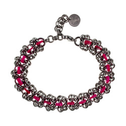 RVS Armband met Fuchsiakleur Zoetwaterschelpkralen Verstelbaar 16-19cm