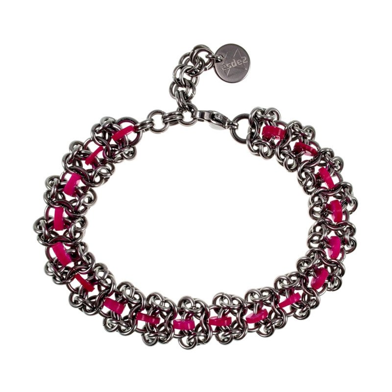 RVS Armband met Fuchsiakleur Zoetwaterschelpkralen Verstelbaar 16-19cm RVS Armband met Fuchsiakleur Zoetwaterschelpkralen Verstelbaar 16-19cm