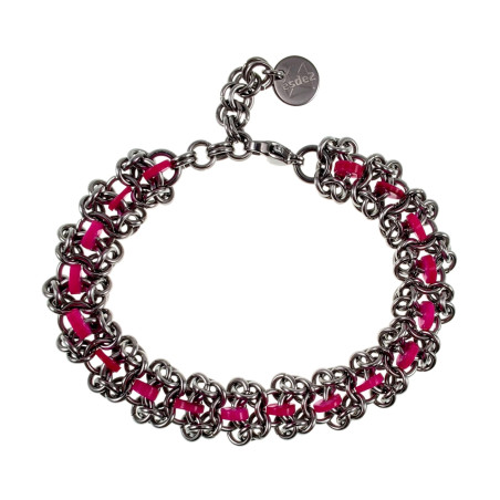 RVS Armband met Fuchsiakleur Zoetwaterschelpkralen Verstelbaar 16-19cm