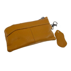 Sleuteletui Portemonnee Camelkleurige Leer Autosleutel Unisex