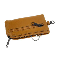 Sleuteletui Portemonnee Camelkleurige Leer Autosleutel Unisex