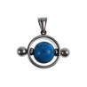 Unisex RVS Opengewerkte Ronde Hanger met Turquoise Steen - Handgemaakt