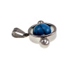 Unisex RVS Opengewerkte Ronde Hanger met Turquoise Steen - Handgemaakt