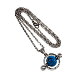 55cm x 2mm Jasseron-Ketting + Ronde Hanger met Turquoise Steen Unisex