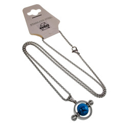 55cm x 2mm Jasseron-Ketting + Ronde Hanger met Turquoise Steen Unisex
