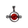 Unisex RVS Opengewerkte Ronde Hanger met Rode Carneool Agaat Steen