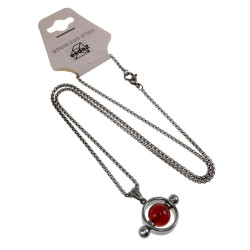 Jasseron-Ketting + Ronde Hanger met Rode Carneool Agaat Steen Unisex