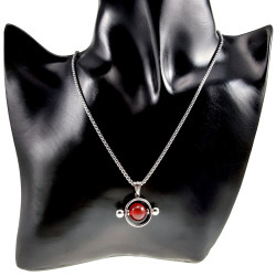 Jasseron-Ketting + Ronde Hanger met Rode Carneool Agaat Steen Unisex