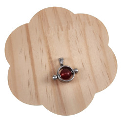 Jasseron-Ketting + Ronde Hanger met Rode Carneool Agaat Steen Unisex