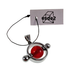 Jasseron-Ketting + Ronde Hanger met Rode Carneool Agaat Steen Unisex