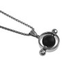 Unisex RVS Opengewerkte Ronde Hanger met Zwarte Onyxsteen Handgemaakt