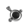 Unisex RVS Opengewerkte Ronde Hanger met Zwarte Onyxsteen Handgemaakt