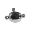 Unisex RVS Opengewerkte Ronde Hanger met Zwarte Onyxsteen Handgemaakt
