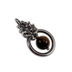 30mm Tijgeroogsteen Hanger Dames - RVS -  Handgemaakt door esde2