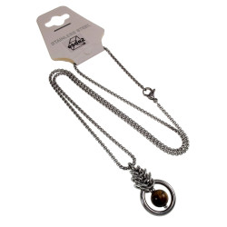 RVS Jasseron-Ketting + Tijgeroogsteen Hanger Handgemaakt door esde2