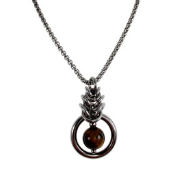 RVS Jasseron-Ketting + Tijgeroogsteen Hanger Handgemaakt door esde2