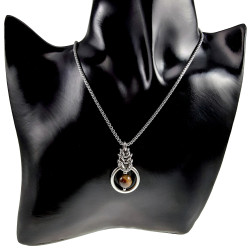 RVS Jasseron-Ketting + Tijgeroogsteen Hanger Handgemaakt door esde2