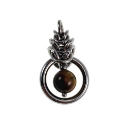 RVS Jasseron-Ketting + Tijgeroogsteen Hanger Handgemaakt door esde2