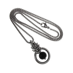 Dames RVS Jasseron-Ketting + Onyxsteen Hanger Handgemaakt door esde2