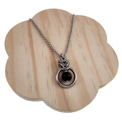 Dames RVS Jasseron-Ketting + Onyxsteen Hanger Handgemaakt door esde2