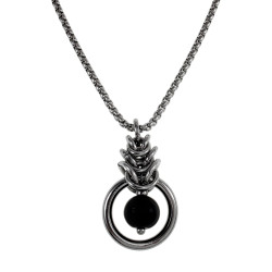Dames RVS Jasseron-Ketting + Onyxsteen Hanger Handgemaakt door esde2