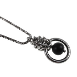 Dames RVS Jasseron-Ketting + Onyxsteen Hanger Handgemaakt door esde2