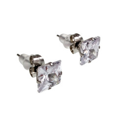 RVS Vierkante Zirkonia Oorknopjes Unisex - 6mm, 7mm of 8mm