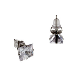RVS Vierkante Zirkonia Oorknopjes Unisex - 6mm, 7mm of 8mm