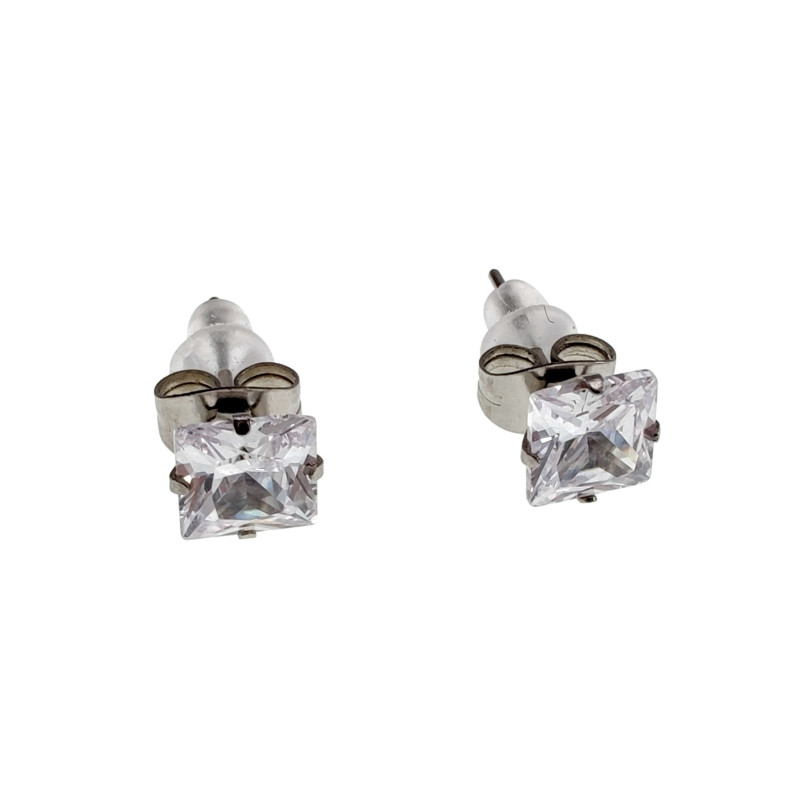 RVS Vierkante Zirkonia Oorknopjes Unisex - 6mm, 7mm of 8mm