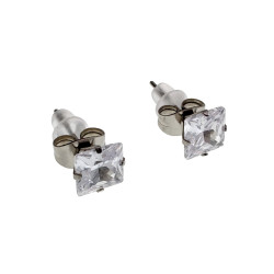 RVS Vierkante Zirkonia Oorknopjes Unisex - 6mm, 7mm of 8mm