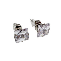 RVS Vierkante Zirkonia Oorknopjes Unisex - 6mm, 7mm of 8mm
