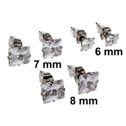 RVS Vierkante Zirkonia Oorknopjes Unisex - 6mm, 7mm of 8mm