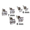 RVS Vierkante Zirkonia Oorknopjes Unisex - 6mm, 7mm of 8mm