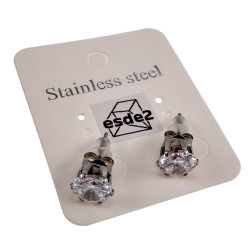 Oorbellen Unisex - Roestvrij Staal - 8mm Ronde Zirkoon Oorbellen