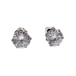 Oorbellen Unisex - Roestvrij Staal - 8mm Ronde Zirkoon Oorbellen