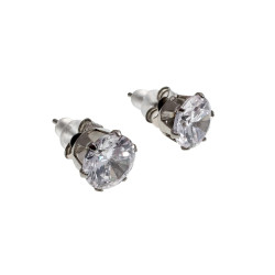 Oorbellen Unisex - Roestvrij Staal - 8mm Ronde Zirkoon Oorbellen