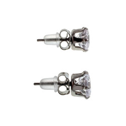 Oorbellen Unisex - Roestvrij Staal - 8mm Ronde Zirkoon Oorbellen