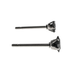 Vierkante Oorbellen Unisex - RVS - 3mm Zwarte Zirkoon Oorbellen