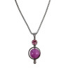 38mm RVS Hanger met Paarse Chalcedoon en Roze Zirkonia - Handgemaakt