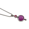 38mm RVS Hanger met Paarse Chalcedoon en Roze Zirkonia - Handgemaakt