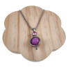 38mm RVS Hanger met Paarse Chalcedoon en Roze Zirkonia - Handgemaakt