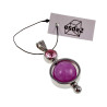 38mm RVS Hanger met Paarse Chalcedoon en Roze Zirkonia - Handgemaakt
