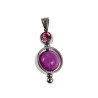 38mm RVS Hanger met Paarse Chalcedoon en Roze Zirkonia - Handgemaakt