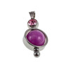 38mm RVS Hanger met Paarse Chalcedoon en Roze Zirkonia - Handgemaakt
