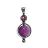 38mm RVS Hanger met Paarse Chalcedoon en Roze Zirkonia - Handgemaakt