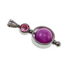 38mm RVS Hanger met Paarse Chalcedoon en Roze Zirkonia - Handgemaakt