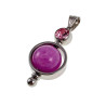 38mm RVS Hanger met Paarse Chalcedoon en Roze Zirkonia - Handgemaakt
