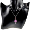 38mm RVS Hanger met Paarse Chalcedoon en Roze Zirkonia - Handgemaakt